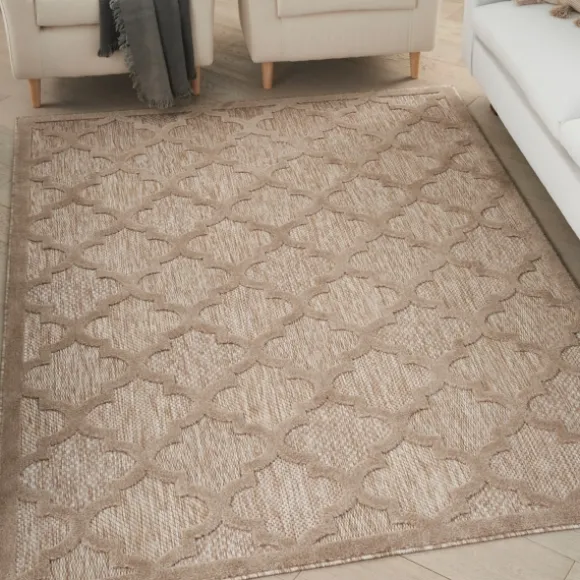 Kirkland's Home Outdoor Rugs-Sandstone Natural Trellis Outdoor Area Rug, 4X6