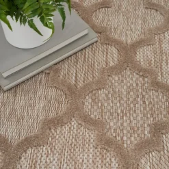 Kirkland's Home Outdoor Rugs-Sandstone Natural Trellis Outdoor Area Rug, 4X6
