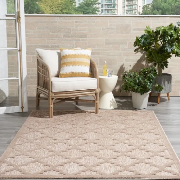 Kirkland's Home Outdoor Rugs-Sandstone Natural Trellis Outdoor Area Rug, 4X6