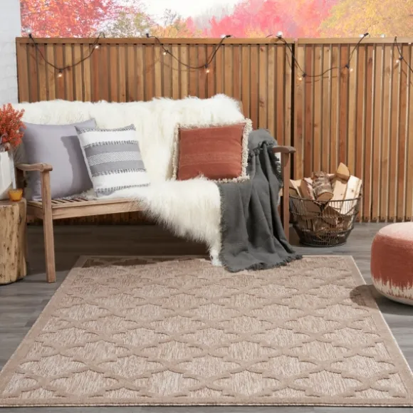 Kirkland's Home Outdoor Rugs-Sandstone Natural Trellis Outdoor Area Rug, 4X6