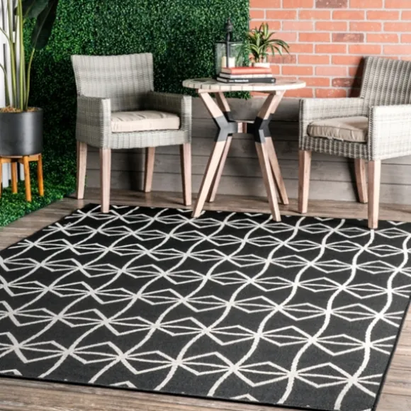Kirkland's Home Outdoor Rugs-Sanford Gray Geometric Shapes Outdoor Rug, 5X8