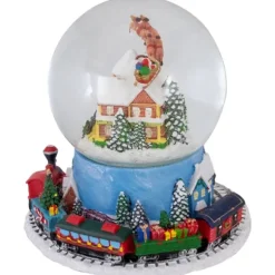 Kirkland's Home Statues & Figurines-Santa And Revolving Train Musical Water Globe