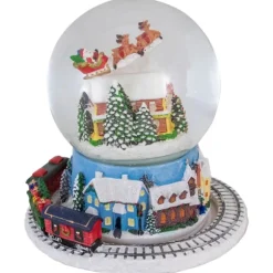 Kirkland's Home Statues & Figurines-Santa And Revolving Train Musical Water Globe