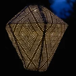 Kirkland's Home Outdoor Lighting-Sashiko Diamond Hanging Led Outdoor Lantern