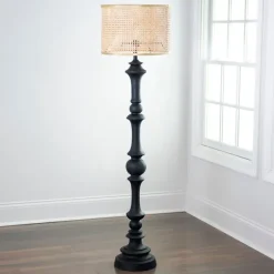 Kirkland's Home Floor Lamps-Savannah Floor Lamp With Cane Shade