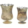 Kirkland's Home Vases-Scalloped Rustic Glass Cup Vases, Set Of 2