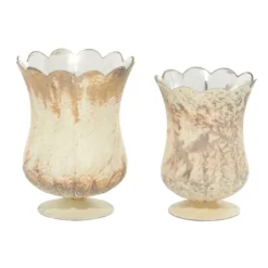 Kirkland's Home Vases-Scalloped Rustic Glass Cup Vases, Set Of 2