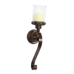 Kirkland's Home Sconces-Scrolled Wrought Iron And Glass Hurricane Sconce