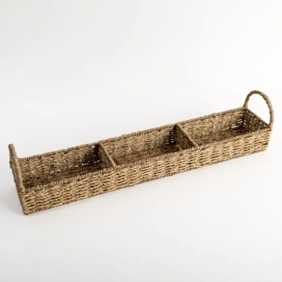 Kirkland's Home Decorative Trays-Seagrass Woven 3-Section Tray