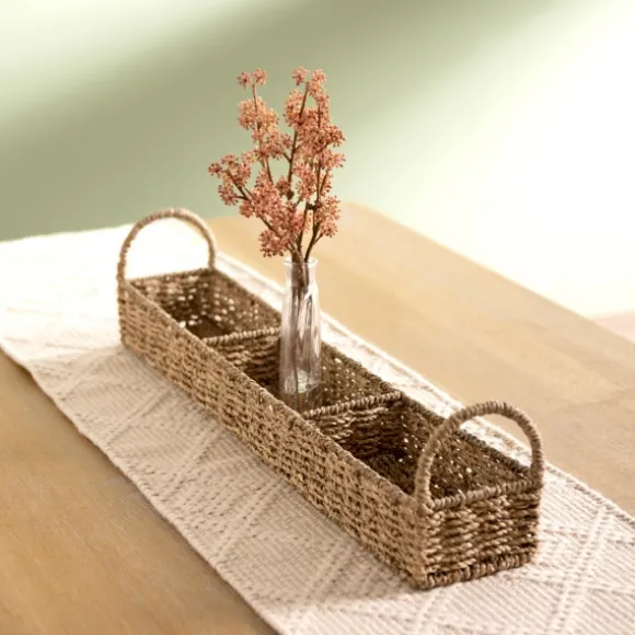 Kirkland's Home Decorative Trays-Seagrass Woven 3-Section Tray