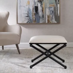 Kirkland's Home Benches & Ottomans-Seat And Black Metal Ottoman