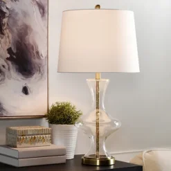 Kirkland's Home Table Lamps-Seeded Glass And Gold Table Lamp