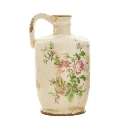 Kirkland's Home Vases-Shabby Chic Ivory Floral Pitcher Vase