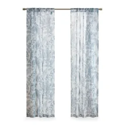 Kirkland's Home Curtains & Drapes-Sheer Blue Botanical Curtain Panel Set, 95 In.
