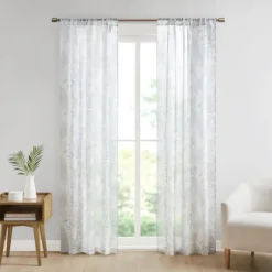 Kirkland's Home Curtains & Drapes-Sheer Botanical Curtain Panel Set, 84 In.