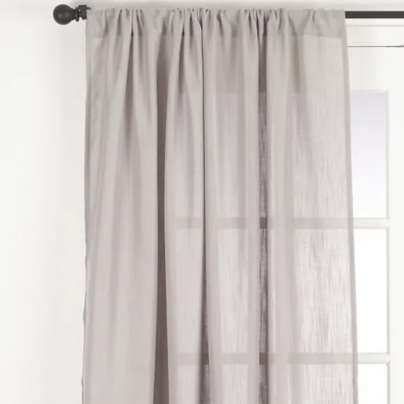 Kirkland's Home Curtains & Drapes-Sheer Dark Linen Curtain Panel, 96 In.
