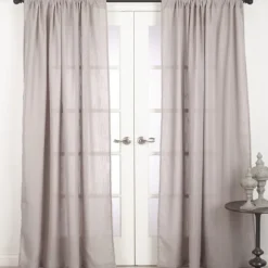 Kirkland's Home Curtains & Drapes-Sheer Dark Linen Curtain Panel, 108 In.