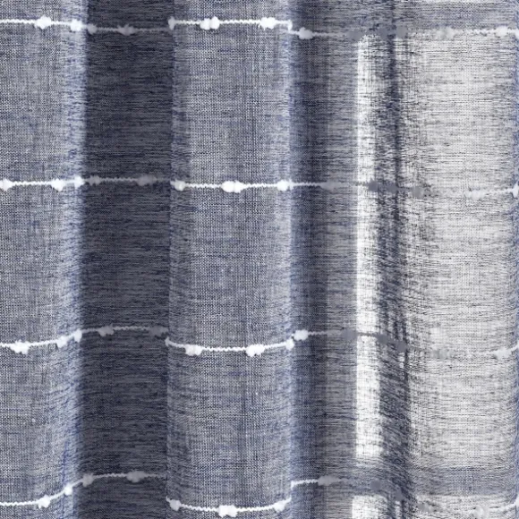 Kirkland's Home Curtains & Drapes-Sheer Navy Textured Curtain Panel Set, 84 In.