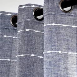 Kirkland's Home Curtains & Drapes-Sheer Navy Textured Curtain Panel Set, 84 In.