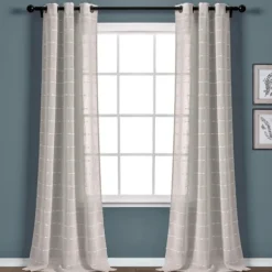 Kirkland's Home Curtains & Drapes-Sheer Textured Curtain Panel Set, 84 In.