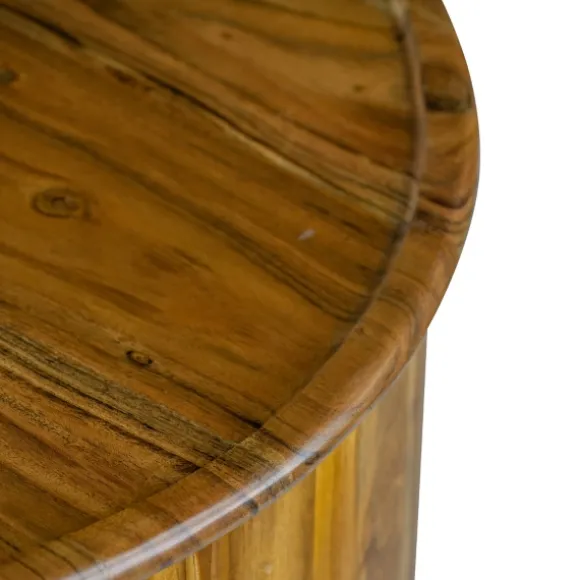 Kirkland's Home Accent & End Tables-Sheesham And Mango Wood Drum Accent Table