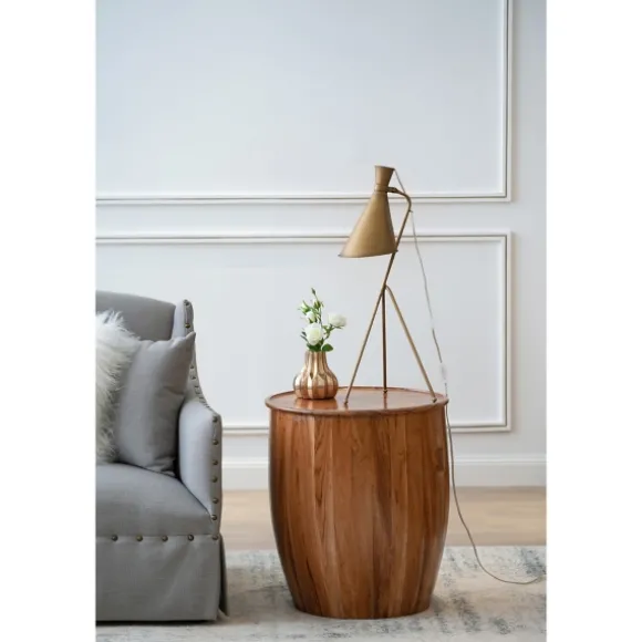 Kirkland's Home Accent & End Tables-Sheesham And Mango Wood Drum Accent Table
