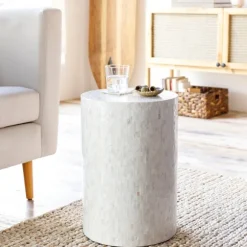 Kirkland's Home Accent & End Tables-Shell Cylinder Frame Accent Table