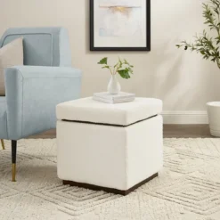 Kirkland's Home Benches & Ottomans-Sherpa Cube Storage Ottoman