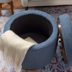 Kirkland's Home Benches & Ottomans-Sherpa Upholstered Storage Ottoman