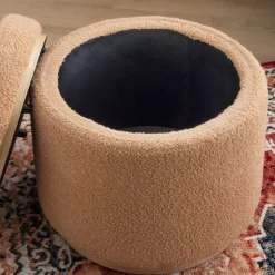 Kirkland's Home Benches & Ottomans-Sherpa Upholstered Storage Ottoman