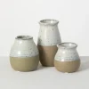 Kirkland's Home Vases-Short Terracotta Two-Tone Speckled Vases, Set Of 3