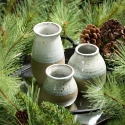 Kirkland's Home Vases-Short Terracotta Two-Tone Speckled Vases, Set Of 3