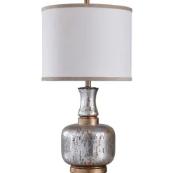 Kirkland's Home Table Lamps-Silver And Gold Distressed Glass Table Lamp