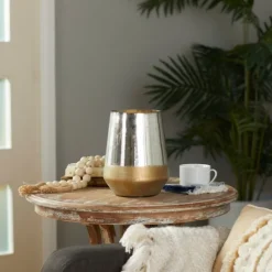 Kirkland's Home Candle Holders-Silver And Gold Pillar Candle Holder, 7 In.