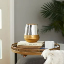 Kirkland's Home Candle Holders-Silver And Gold Pillar Candle Holder, 7 In.