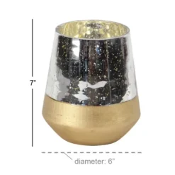 Kirkland's Home Candle Holders-Silver And Gold Pillar Candle Holder, 7 In.