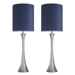 Kirkland's Home Table Lamps-Silver And Tapered Table Lamps, Set Of 2