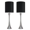 Kirkland's Home Table Lamps-Silver And Tapered Table Lamps, Set Of 2