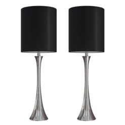 Kirkland's Home Table Lamps-Silver And Tapered Table Lamps, Set Of 2