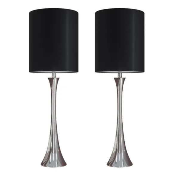 Kirkland's Home Table Lamps-Silver And Tapered Table Lamps, Set Of 2