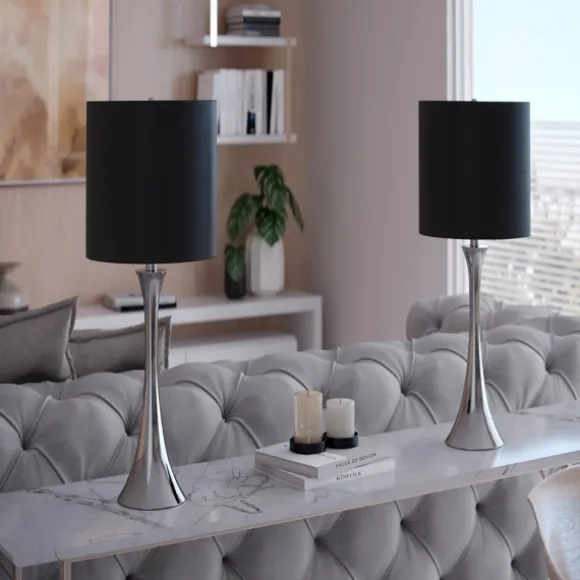 Kirkland's Home Table Lamps-Silver And Tapered Table Lamps, Set Of 2