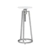 Kirkland's Home Accent & End Tables-Silver And White Marble Adjustable Drink Table