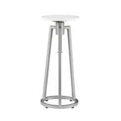 Kirkland's Home Accent & End Tables-Silver And White Marble Adjustable Drink Table