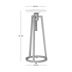 Kirkland's Home Accent & End Tables-Silver And White Marble Adjustable Drink Table