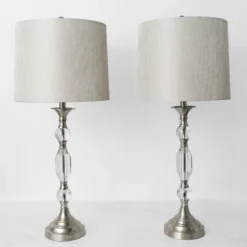 Kirkland's Home Table Lamps-Silver Crystal Table Lamp, Set Of 2