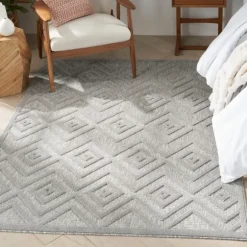 Kirkland's Home Outdoor Rugs-Silver Diamond Outdoor Area Rug, 6X9