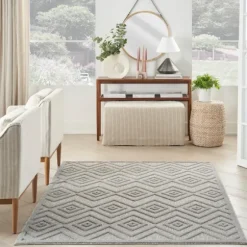 Kirkland's Home Outdoor Rugs-Silver Diamond Outdoor Area Rug, 6X9