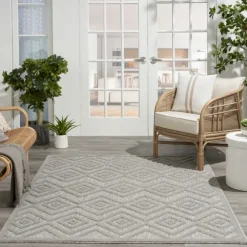 Kirkland's Home Outdoor Rugs-Silver Diamond Outdoor Area Rug, 6X9