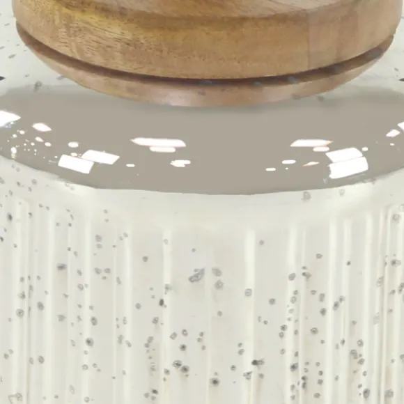 Kirkland's Home Decorative Bowls & Jars-Silver Glass Jars With Wooden Lids, Set Of 3