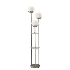Kirkland's Home Floor Lamps-Silver Globe 3-Light Shelf Floor Lamp